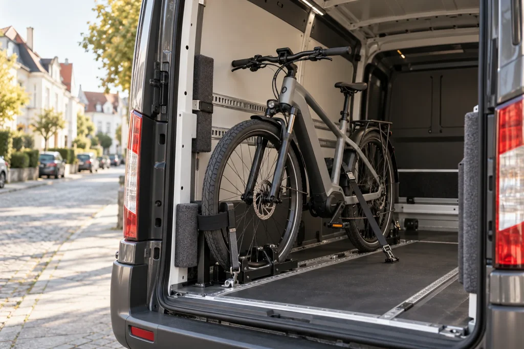 Gesichertes E-Bike für den Transport